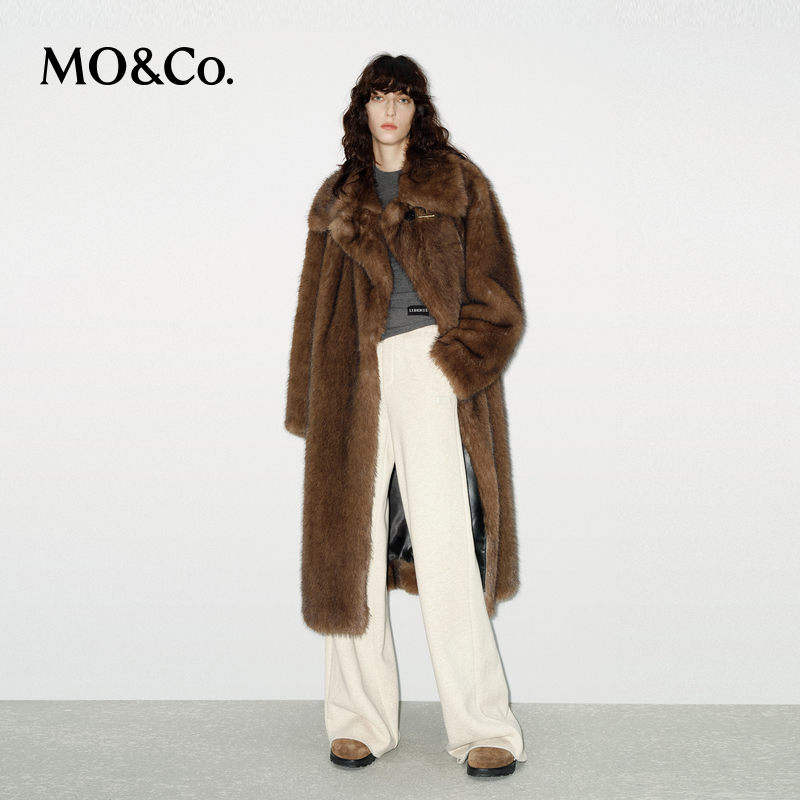 【粉丝专享】MOCO大衣冬原野毛草质感斜襟廓形机车皮袢MBD4OVC025