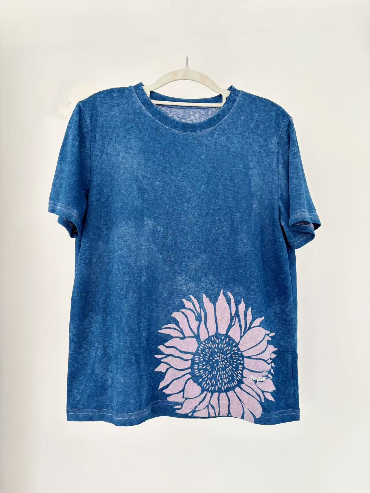 【向日葵汉麻短袖】植物染色扎染文创产品，手工非遗