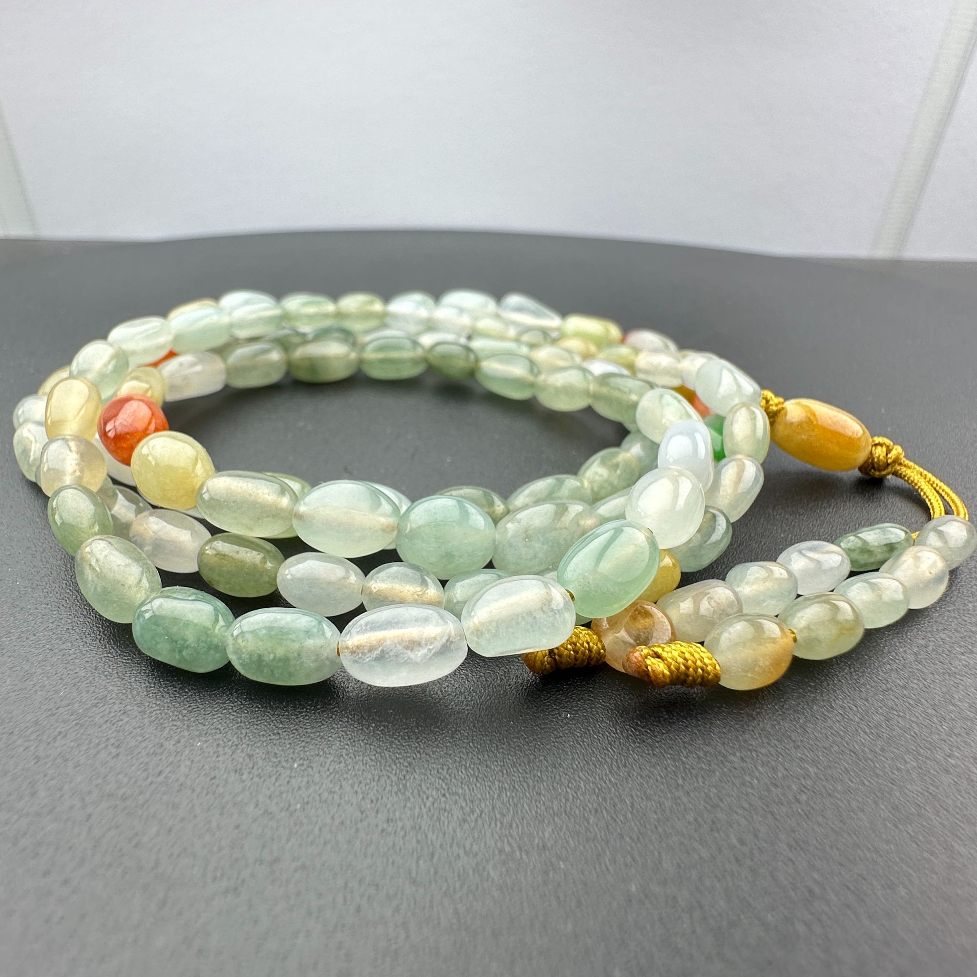 明清老料翡翠多宝项链手串手持(周长：75cm，珠径：4.6﹣6.5mm)