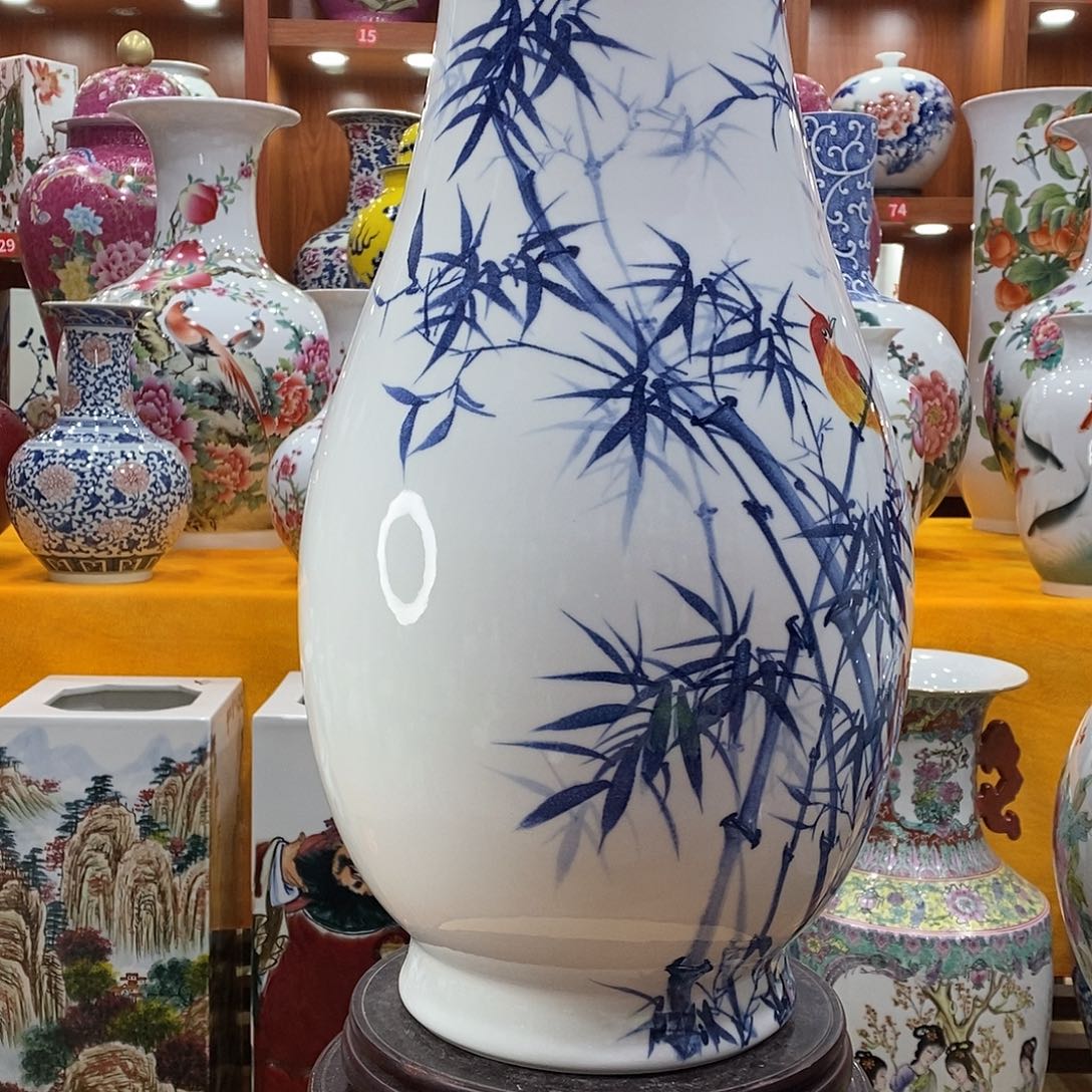 摆件超*景德镇陶瓷青花福筒