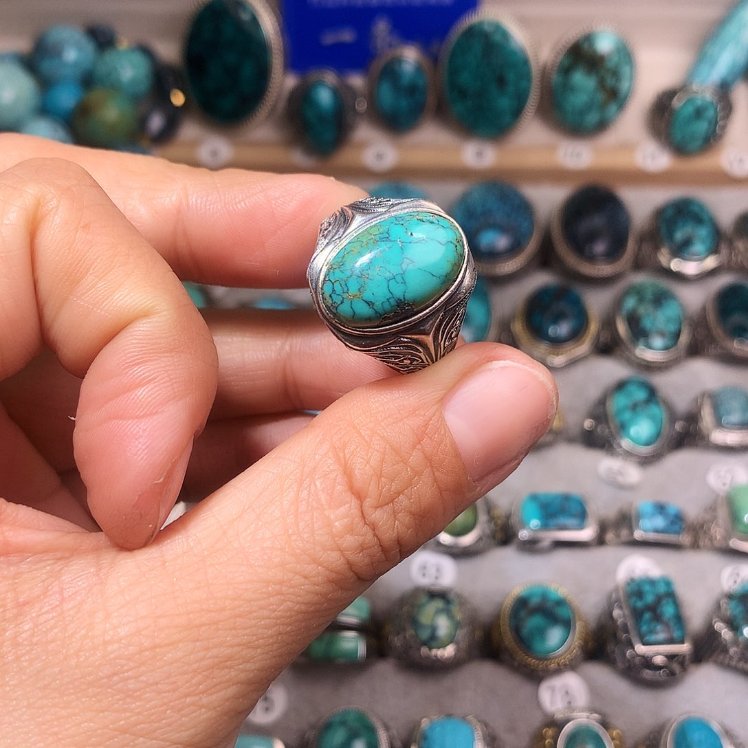 绿松石挂件银S925镶嵌