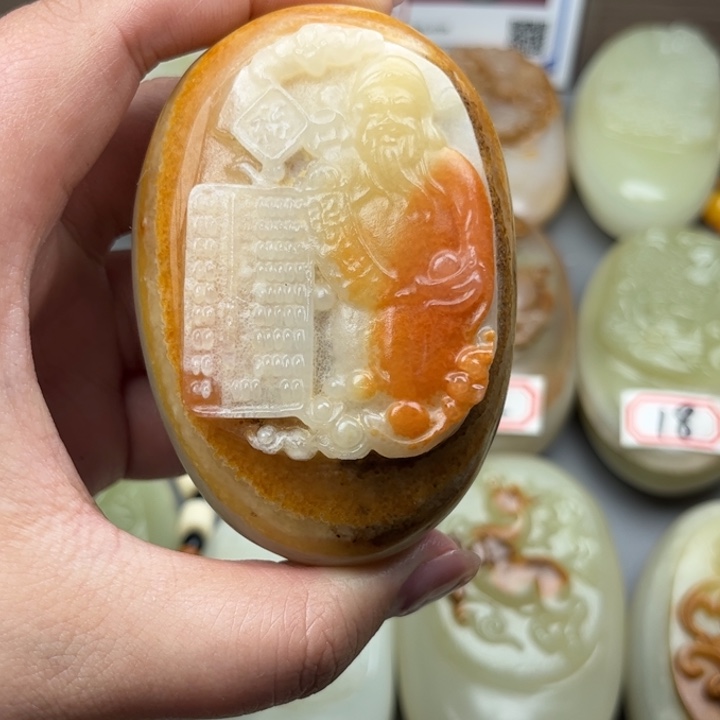 石材方解石手把件