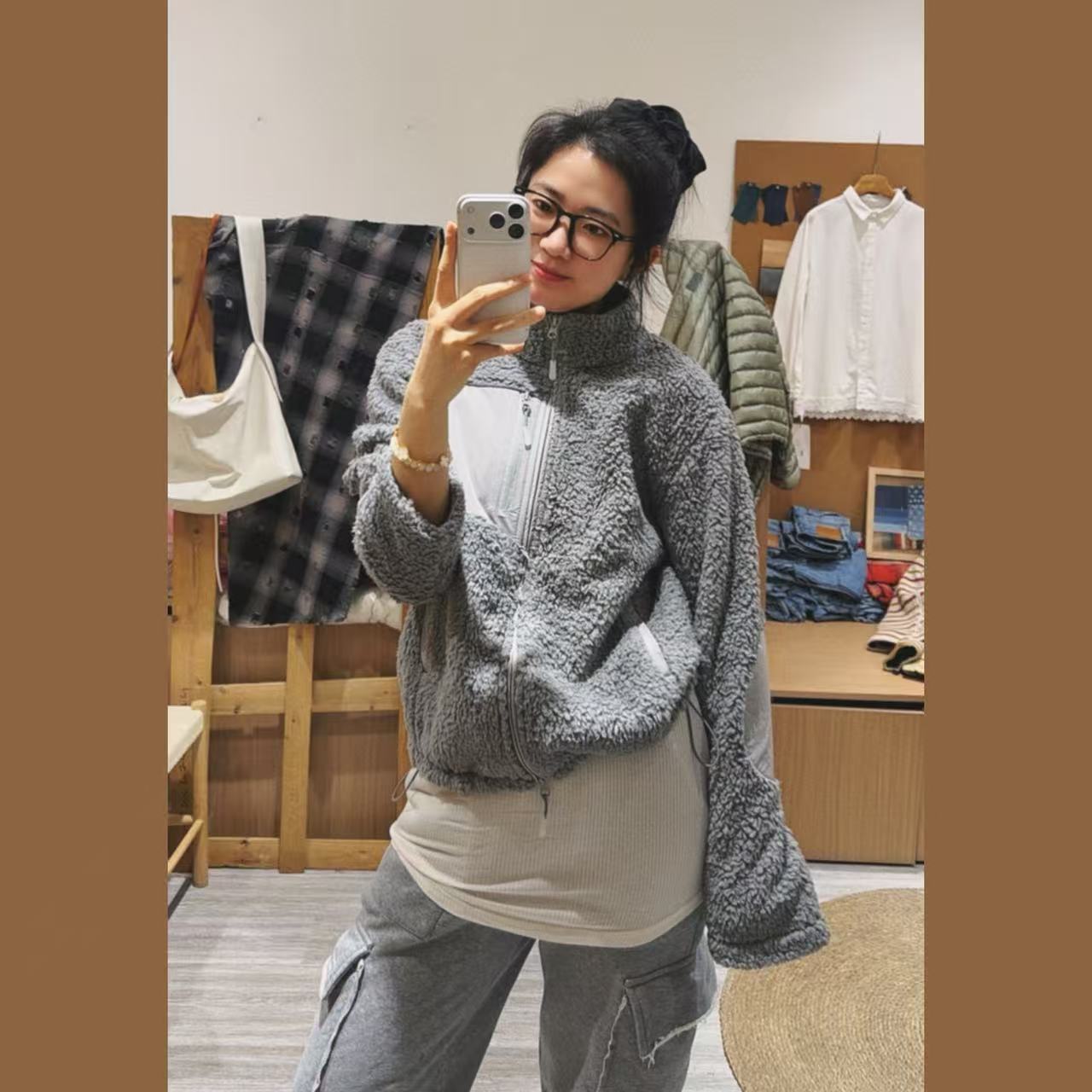 WOGU250838拼接复古外套