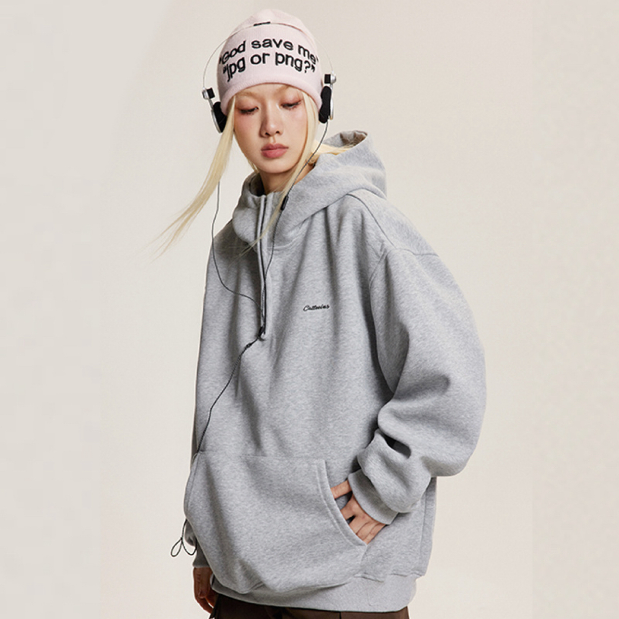 ZX潮咩 日式复古半拉链连帽卫衣男女秋冬宽松慵懒风情侣外套上衣