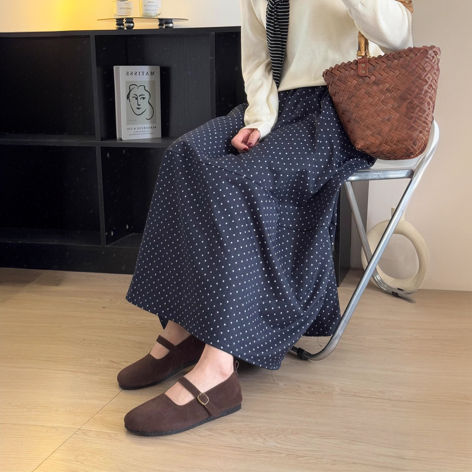 日韩系波点半身裙女夏2025新款大码显瘦A字裙花苞裙