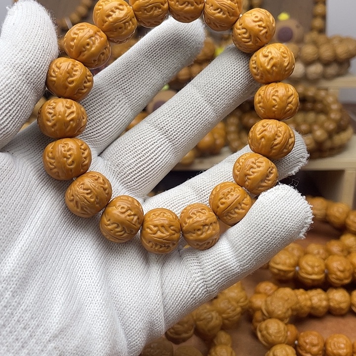猴头核桃手串 聚宝盆深雕京八棱15+