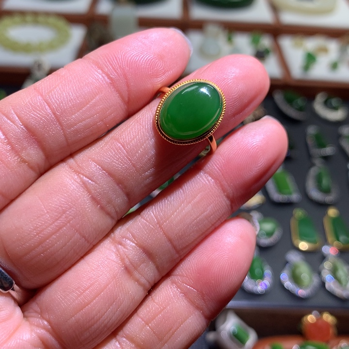 和田玉戒指银S925镶嵌