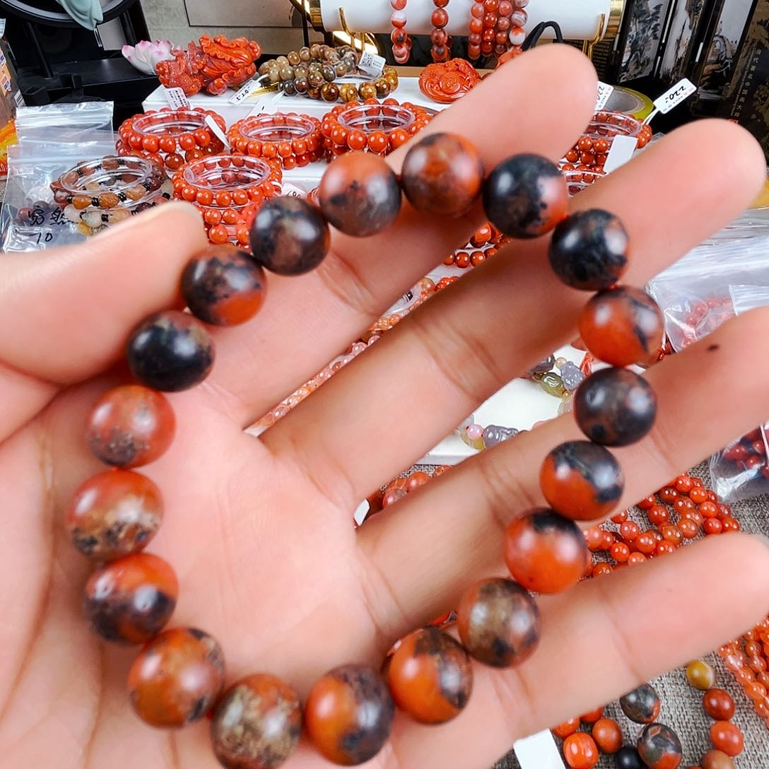 南红玛瑙手链合金铁皮包浆南红卡10.6