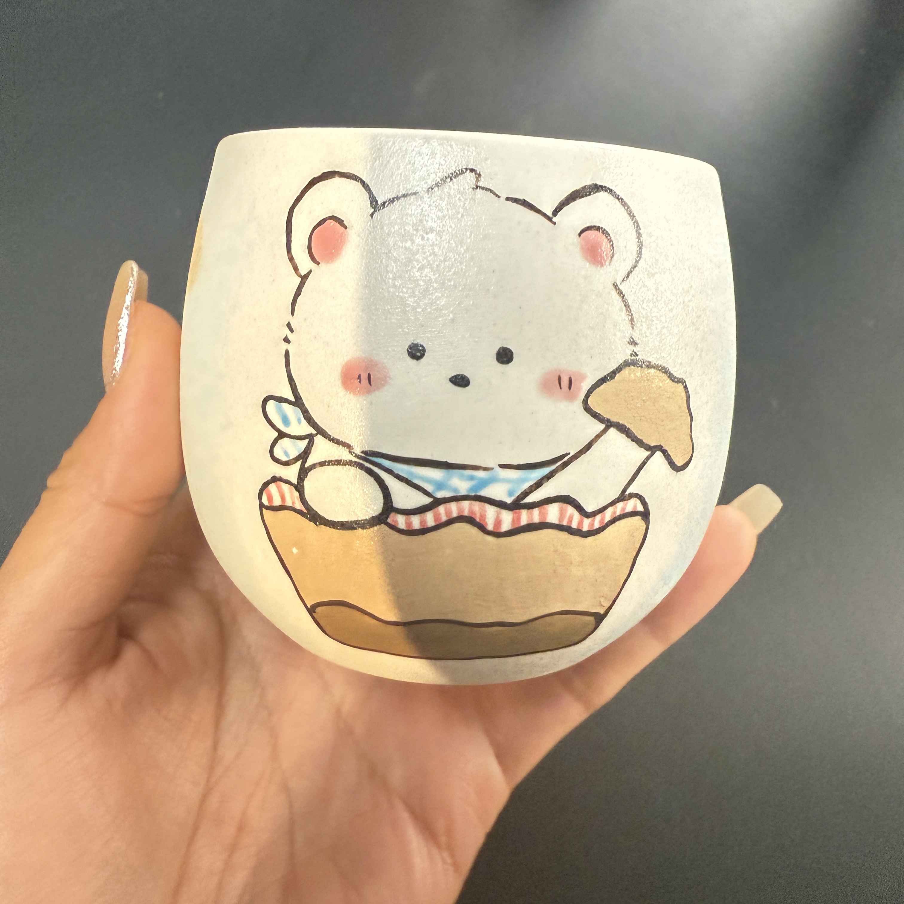 原来如瓷原创手作陶瓷 握手杯
