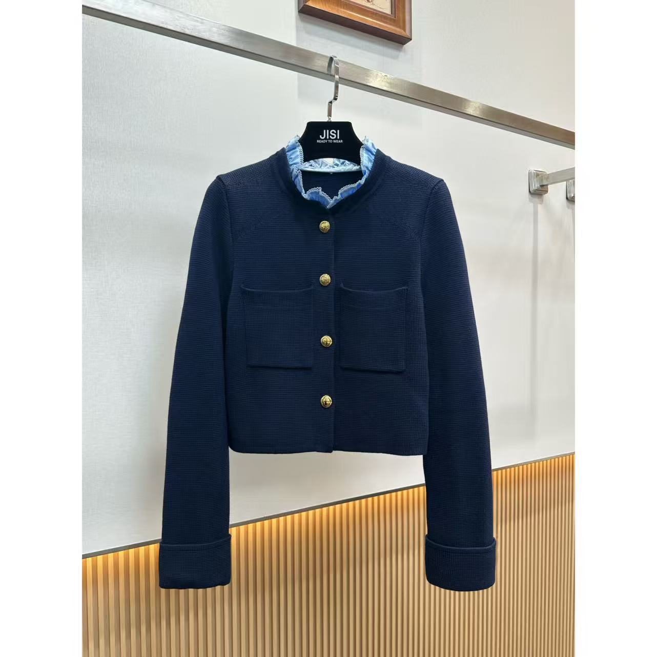 JISI SD+ 拼接藏蓝色针织外套-MZ25506A