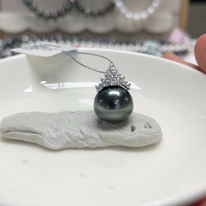 银S925镶嵌吊坠(不含链)海水珍珠13m 107号