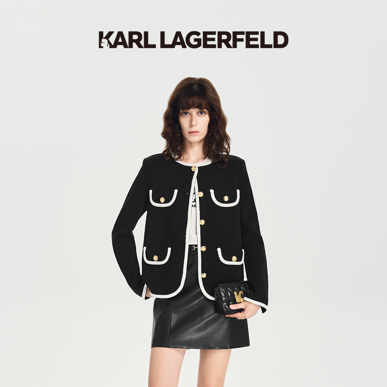 【李老板专属】KARLLAGERFELD四袋撞色花边外套M26E1535