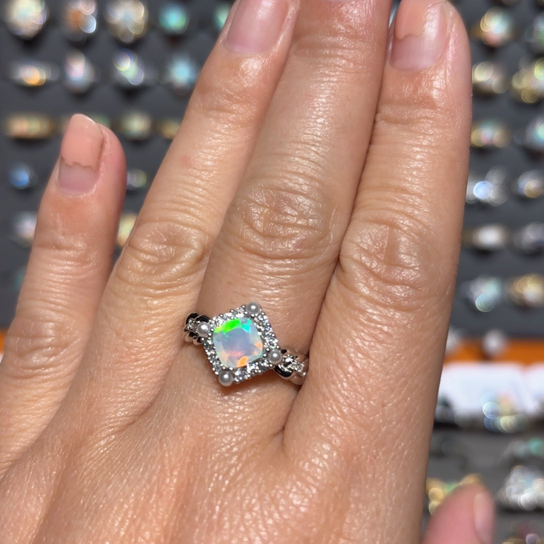 欧泊戒指银S925镶嵌戒指