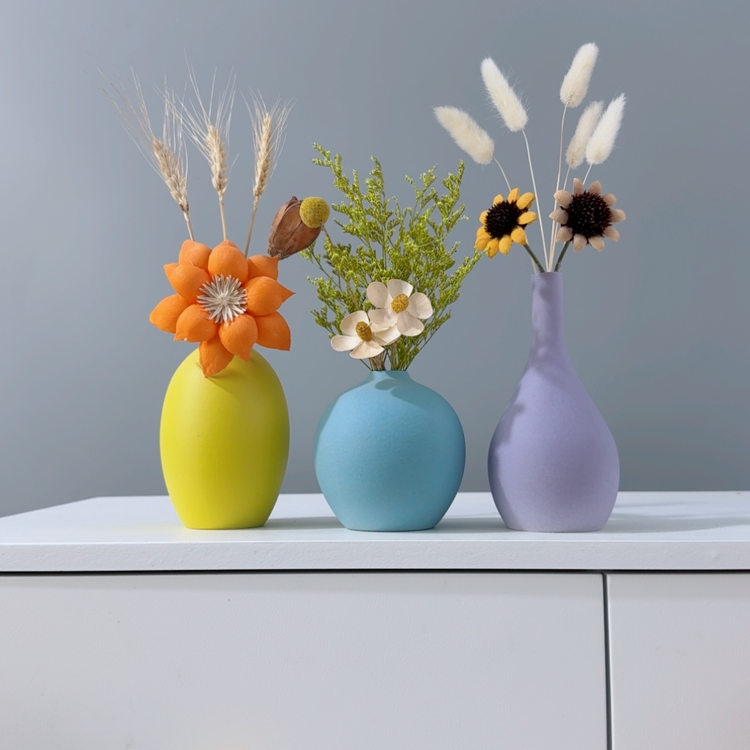 摆件陶瓷花瓶摆件含花总高约20-30cm