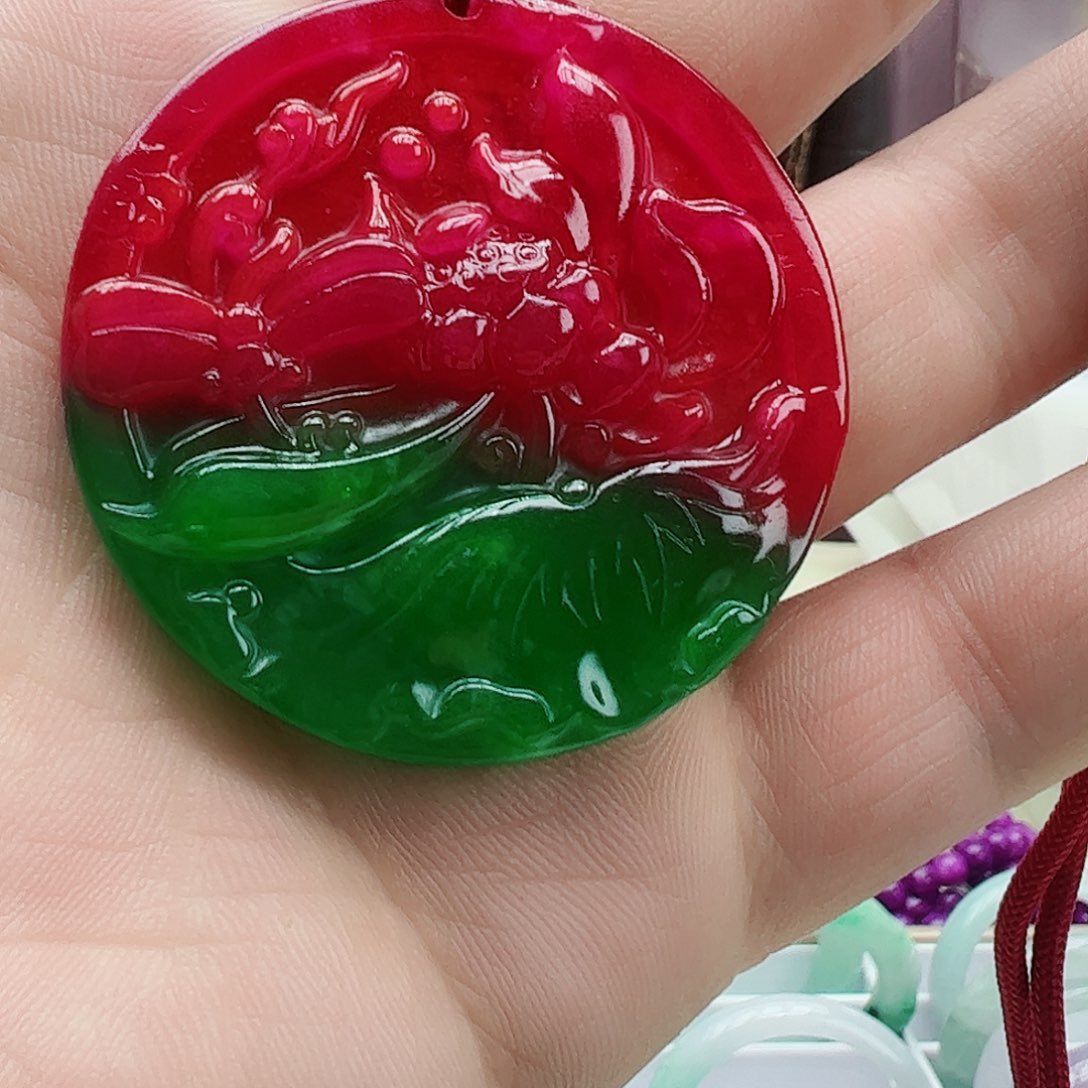 西瓜碧玺吊坠(赠链)银S925镶嵌