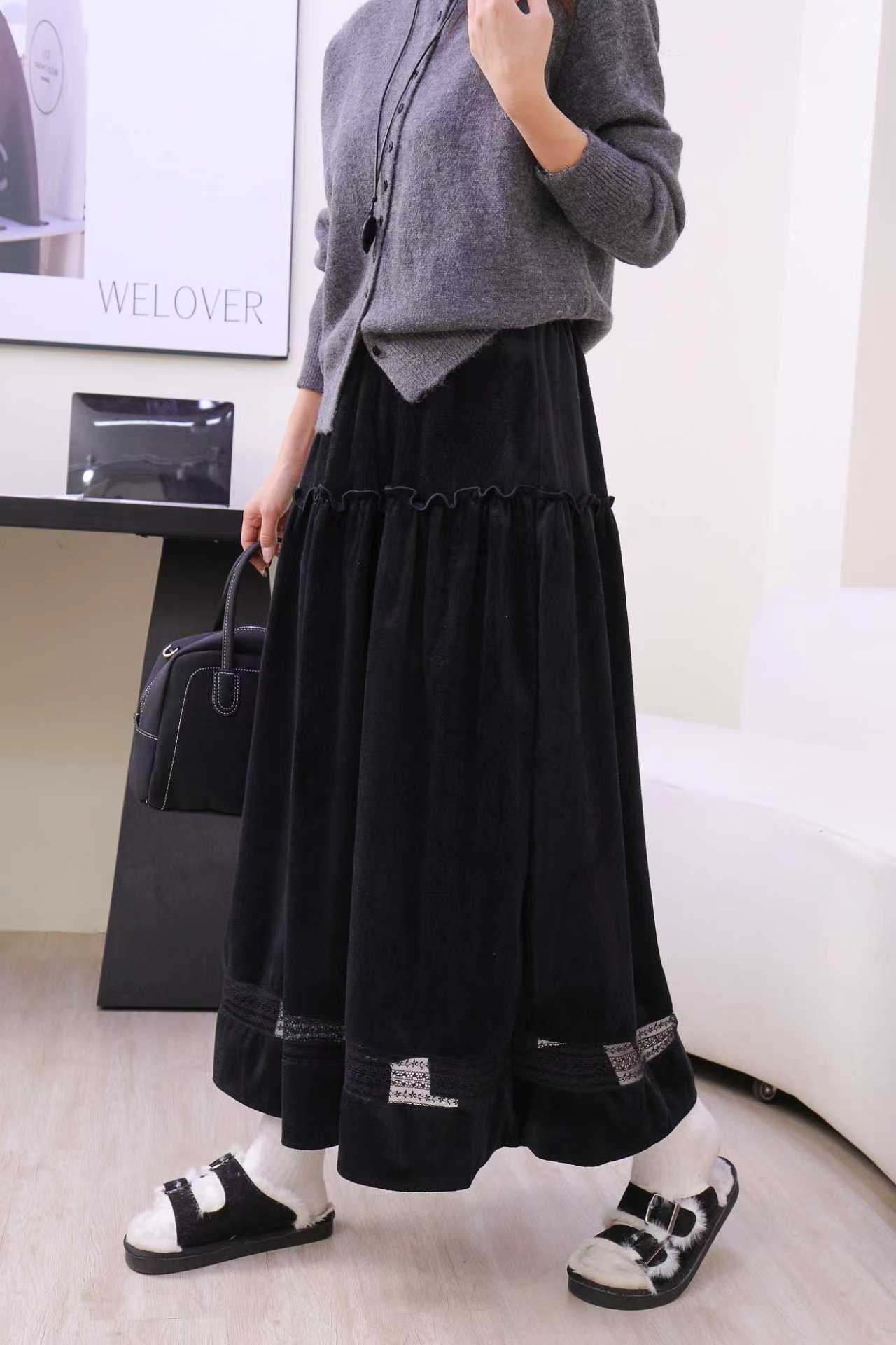 2511镂空半身裙显瘦毛呢中腰时尚秋冬款