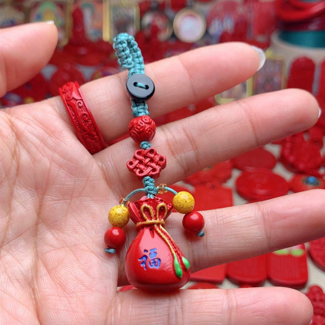 天然辰砂工艺品朱砂钥匙扣