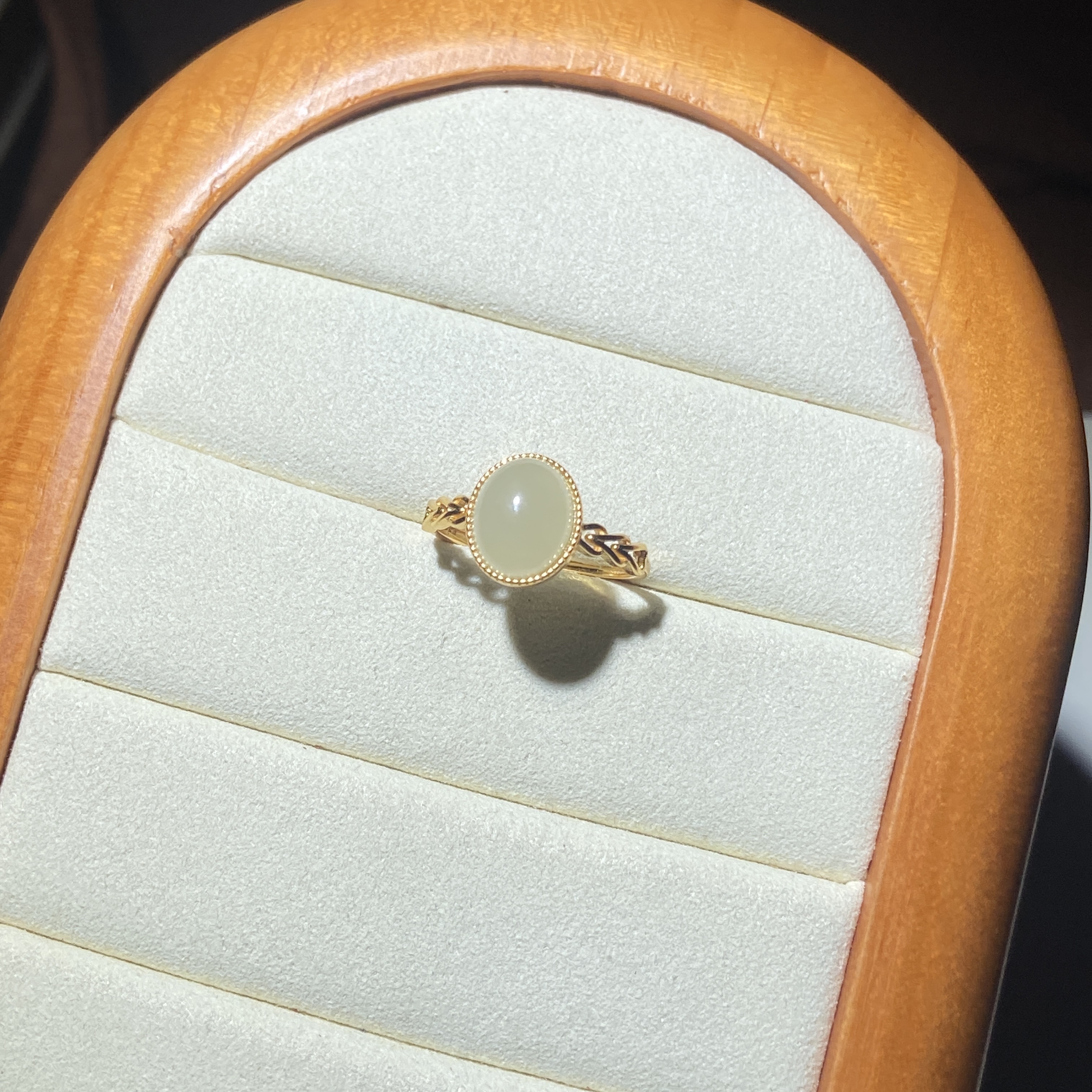 JZ25 S925银和田玉蛋面戒指约卡11*9.4*5.2mm