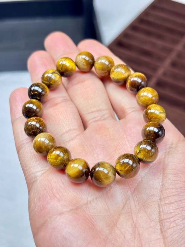 天然金虎眼石圆珠男女通用文玩手饰