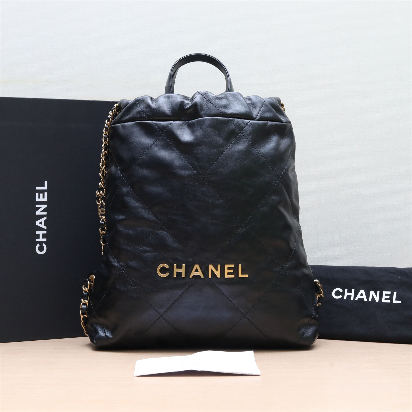 99新 Chanel/香奈儿 小花双双22Bag 带手柄双肩包 小号 芯片开 