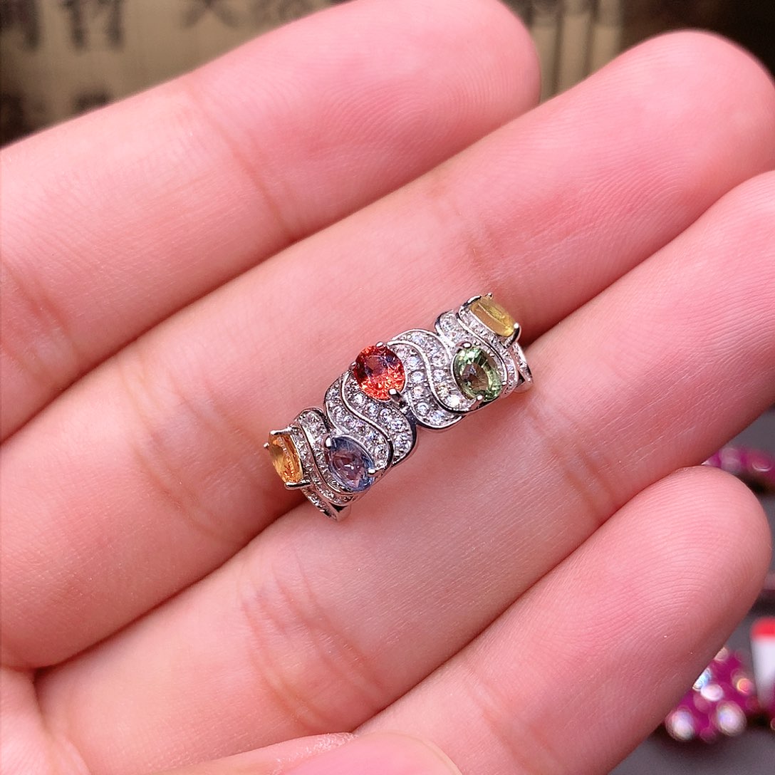 蓝宝石戒指银S925镶嵌