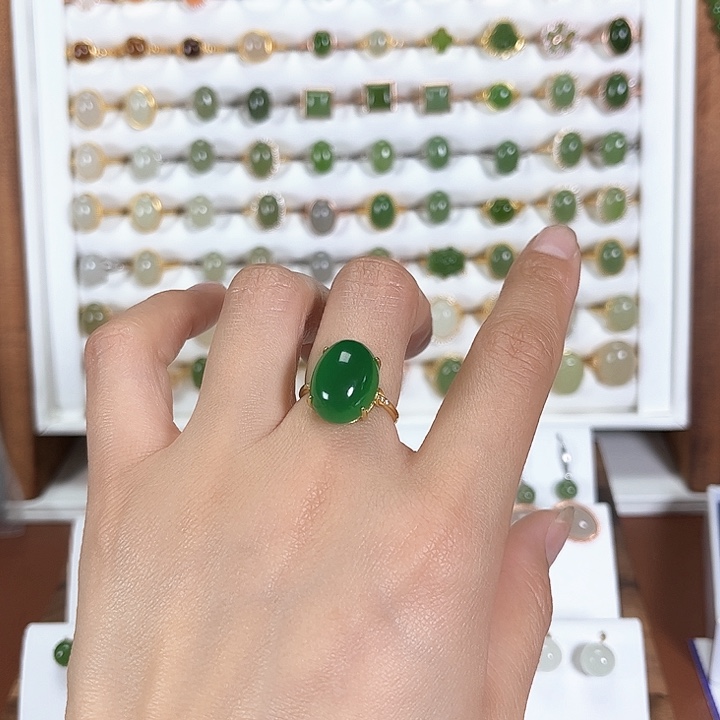 和田玉戒指银S925镶嵌
