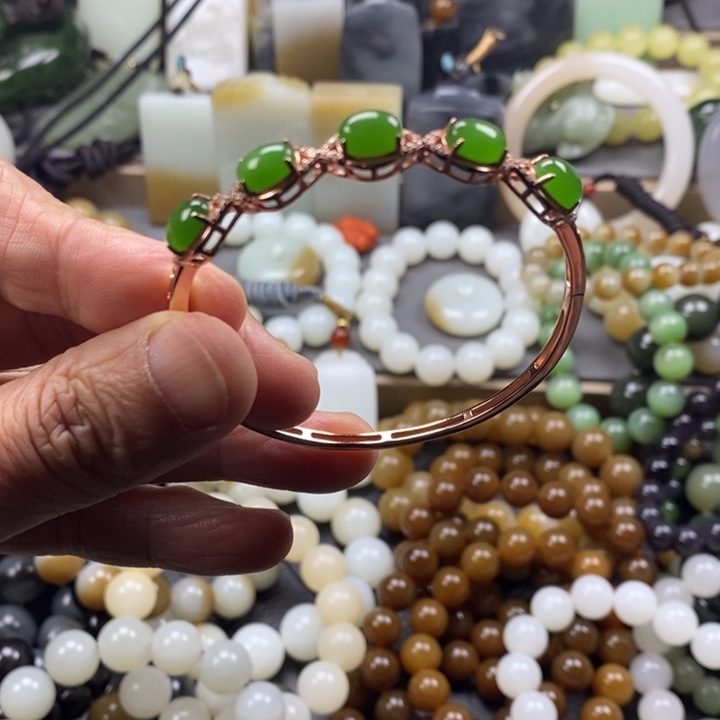 和田玉挂件银S925镶嵌