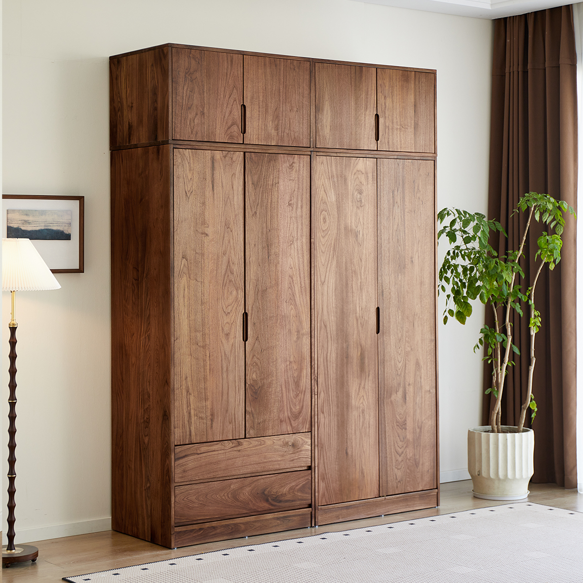 中意北美黑胡桃木衣柜全实木主卧收纳储物柜意式衣柜现代简约 