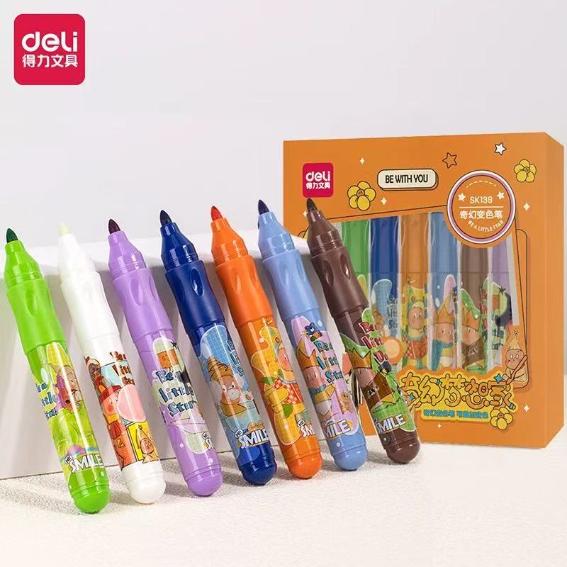 得力奇幻变色笔可叠加颜色彩荧光笔小学生画重点儿童梦想家 SK139