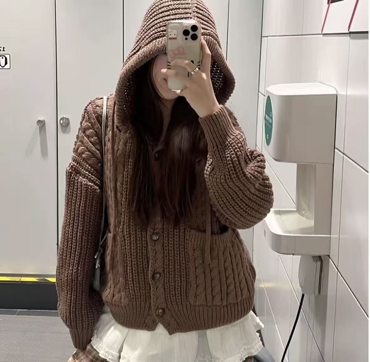 慵懒风INS风女针织连帽毛针织衫时尚秋季秋冬百搭