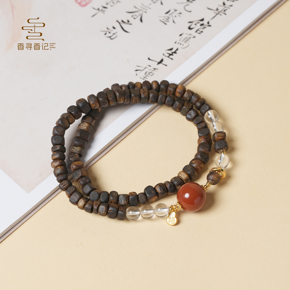 沉香【锦瑟】海南天然绿奇楠随型珠多圈手串