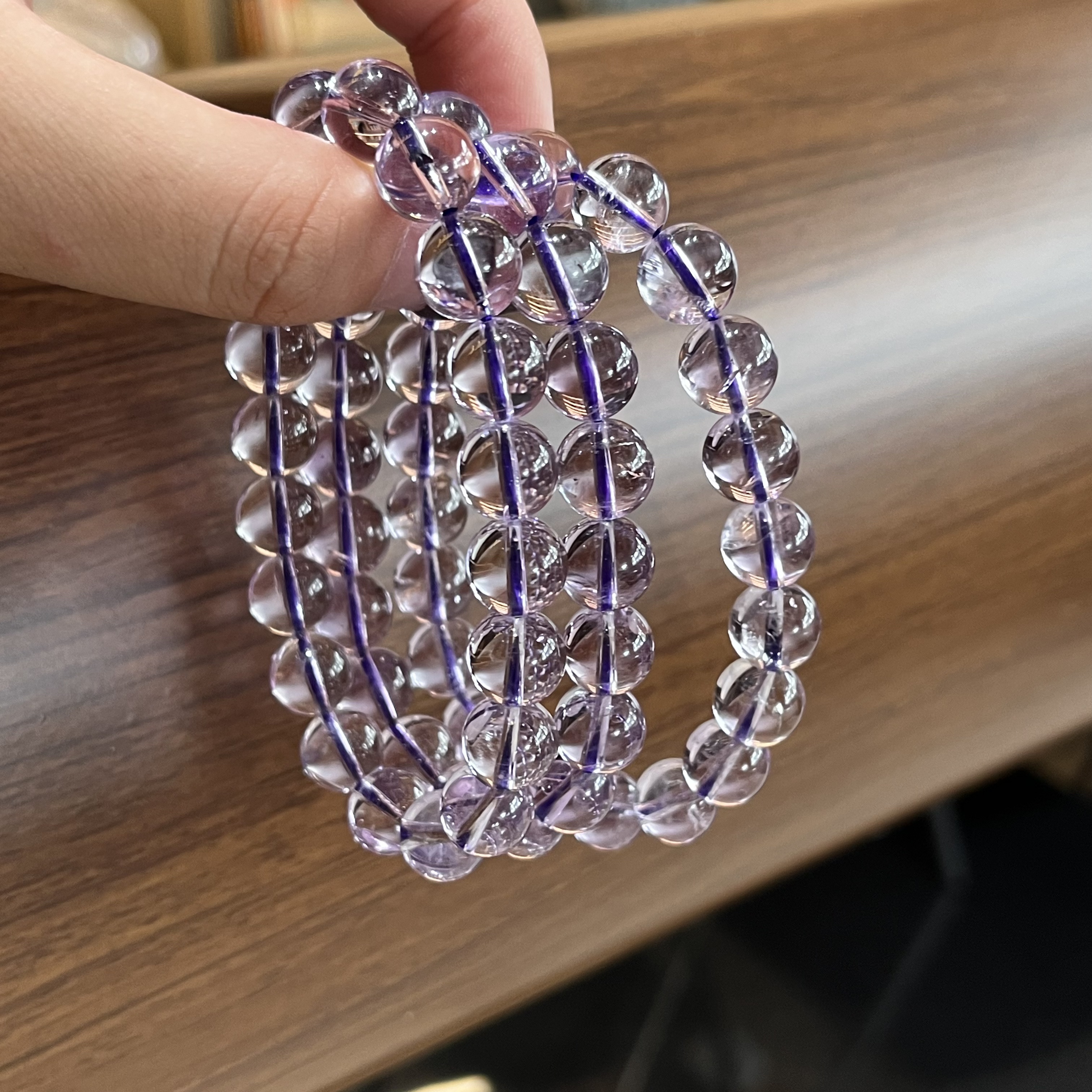 天然玻利维亚仙女色透体9mm紫水晶手串时尚单圈 多样性发其一