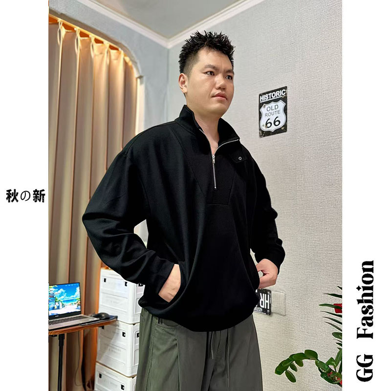 【cityboy】秋季新款空气层半拉链卫衣学院风灰色拼接立领上衣外套