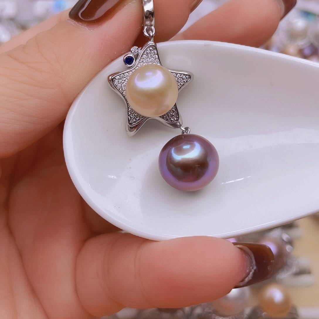 彩***桥淡水珍珠吊坠(赠链)银S925镶嵌