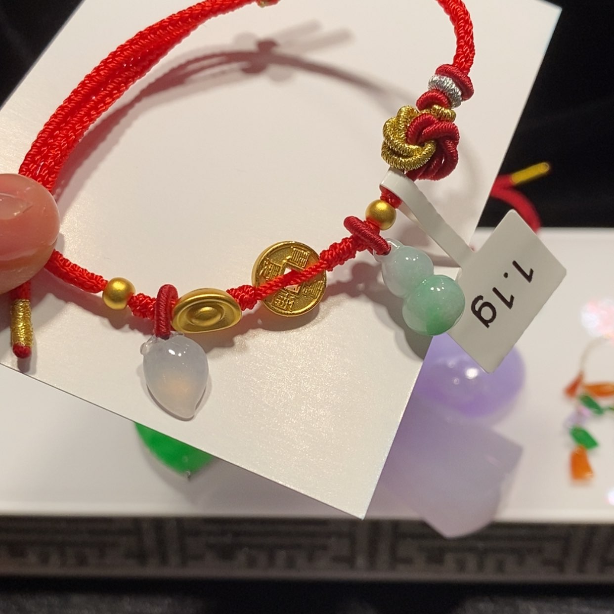 【闪购商品】翡翠手链足金镶嵌手绳