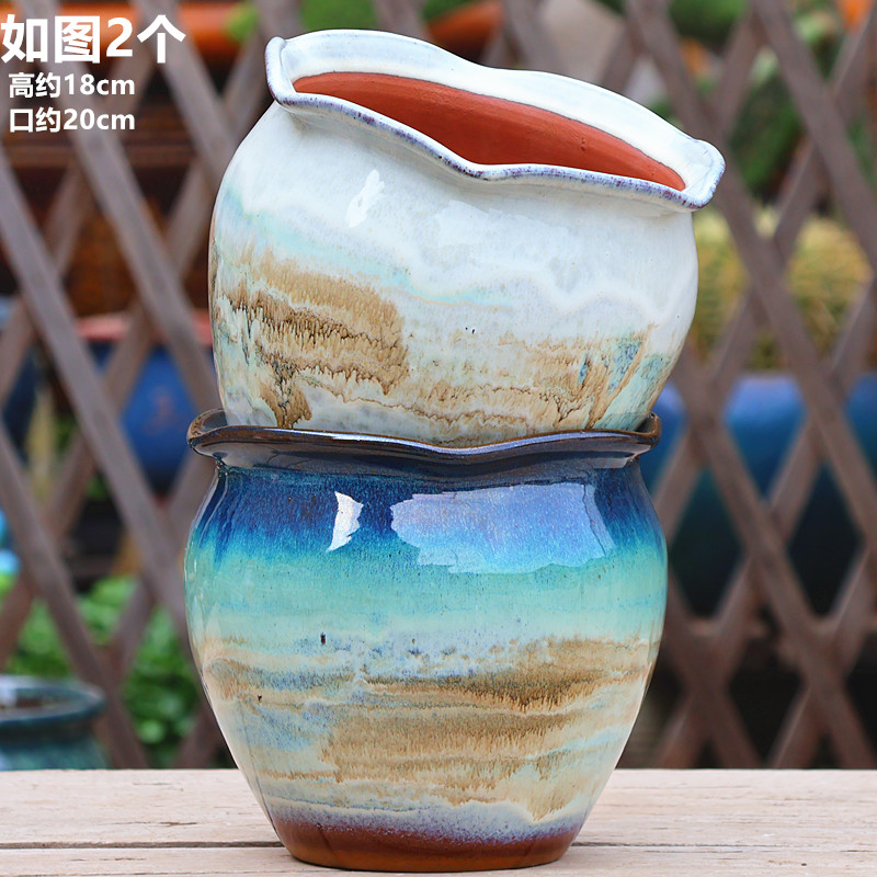 粗陶大口径花盆透气紫砂多肉植物盆栽绿萝花盆