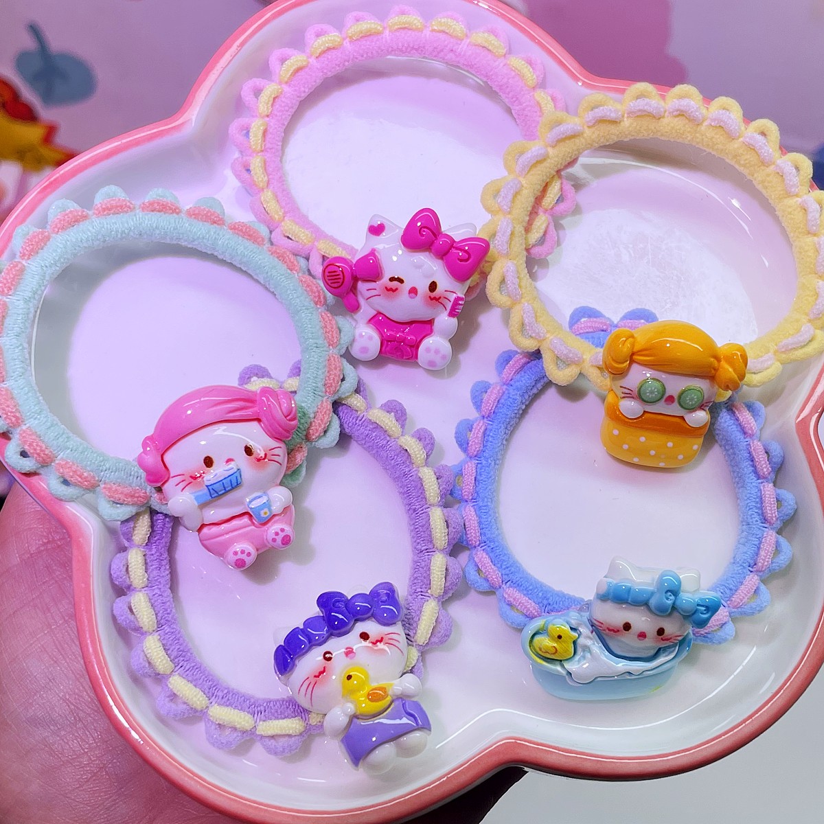 多巴胺可爱卡通编织头绳甜美女童扎发简约百搭高弹力耐用皮筋头饰