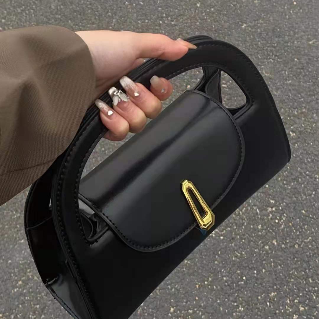 小众感手提包女2024新款半圆单肩包百搭通勤复古锁扣斜挎包潮女士