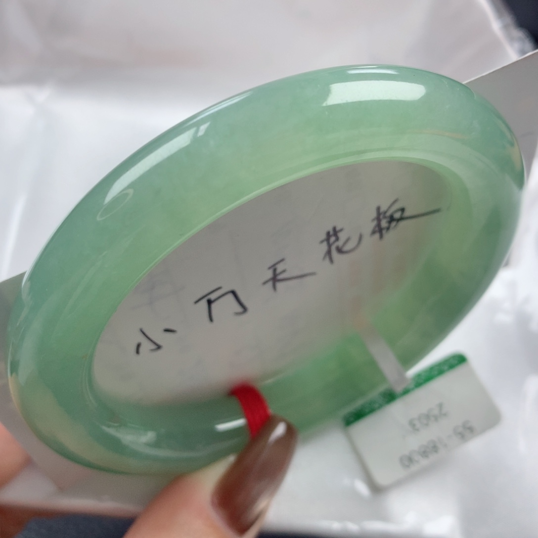 未镶嵌手镯翡翠冰胶透亮甜绿葡萄肉圆条55