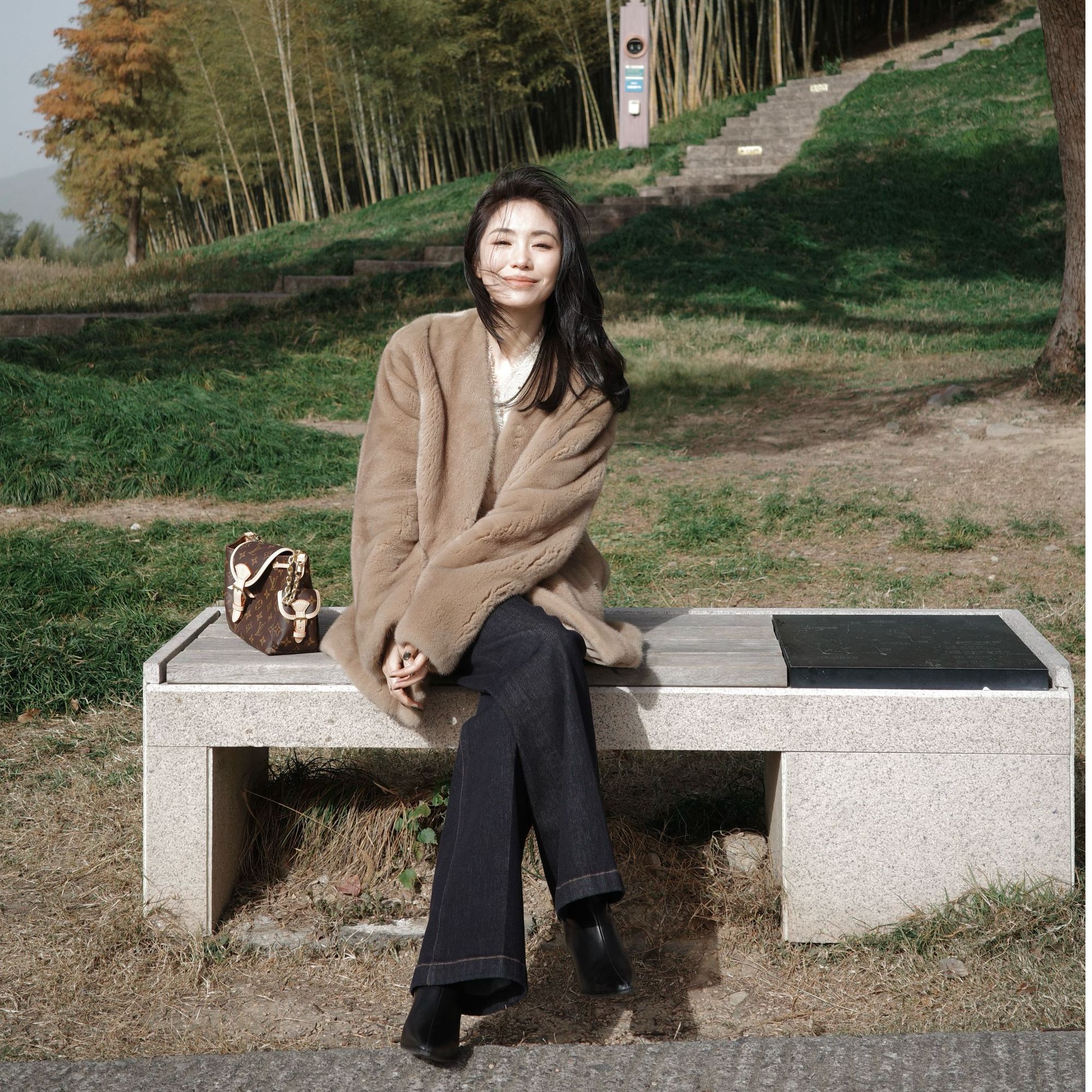 QIQIFUR 简约款水貂皮草外套女冬轻奢高级感粉色貂皮大衣