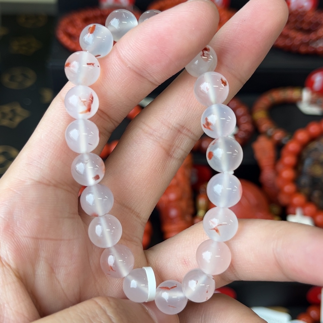 许***^南红玛瑙未镶嵌手串川料九口冰飘乎手串9+