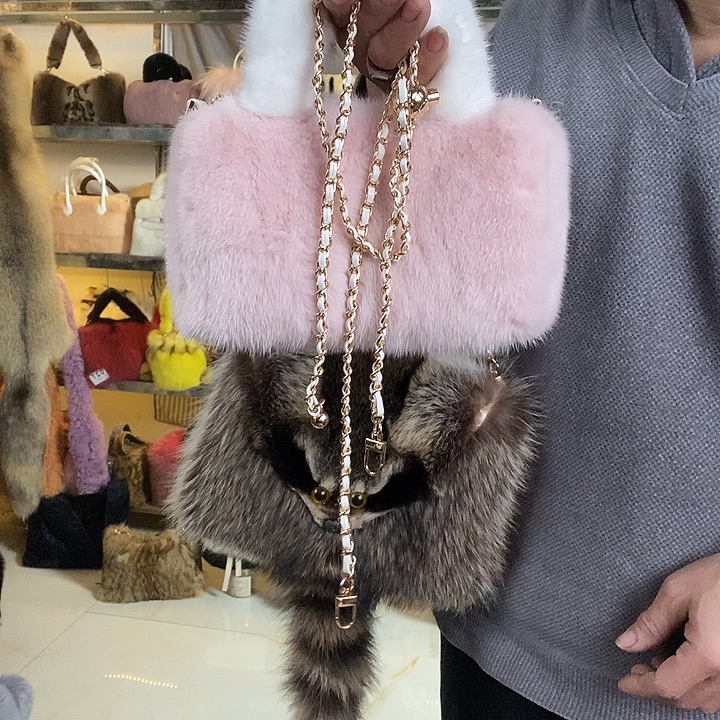 娃叔皮草水貂毛波士顿包