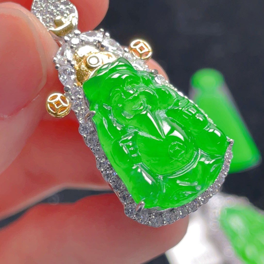 翡翠吊坠(不含链)银S925镶嵌