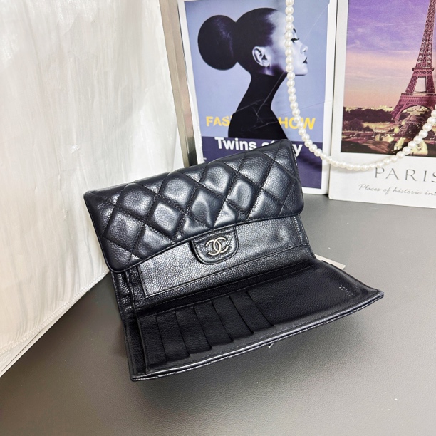 95新 Chanel/香奈儿 95黑银钱包手拿包