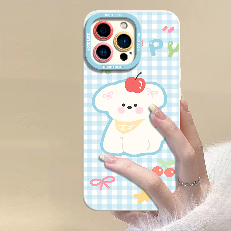 【苹果/华为/荣耀/OPPO/vivo小米】蓝线条小狗天使眼包边防摔手机壳