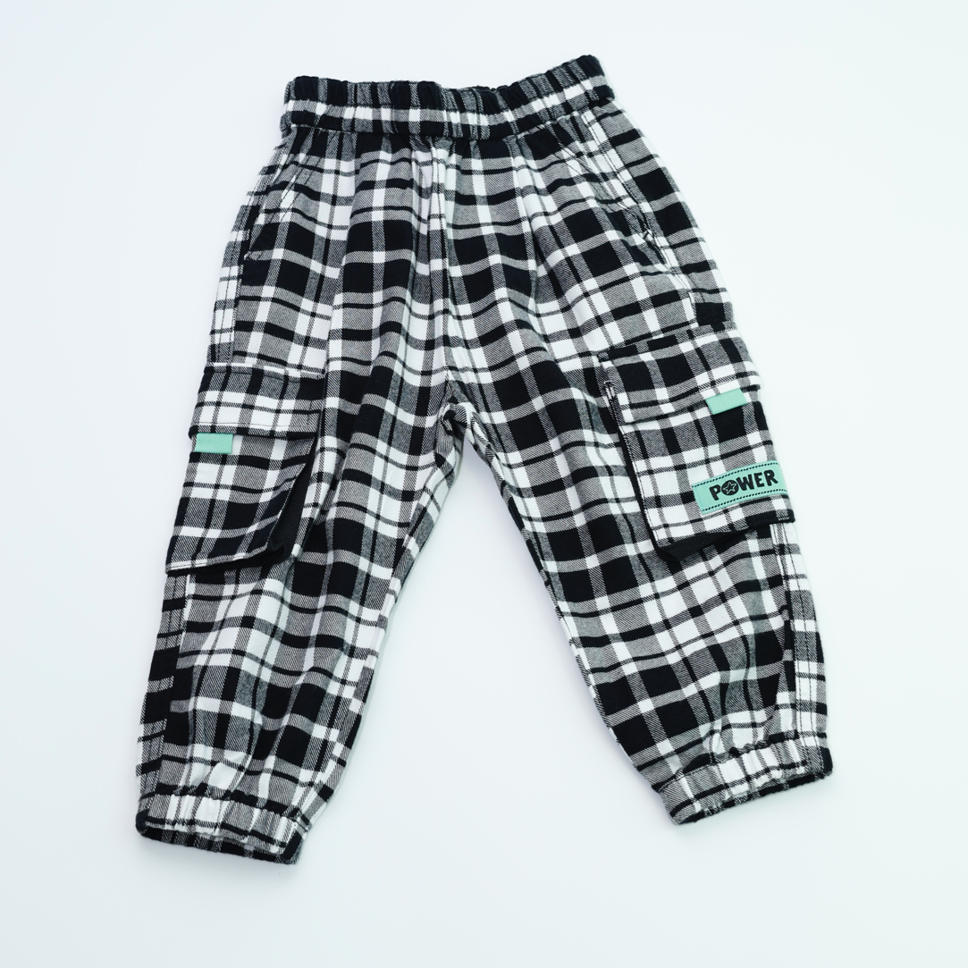 吧啦男女童同款英伦风休闲裤束脚工装裤裤子童装