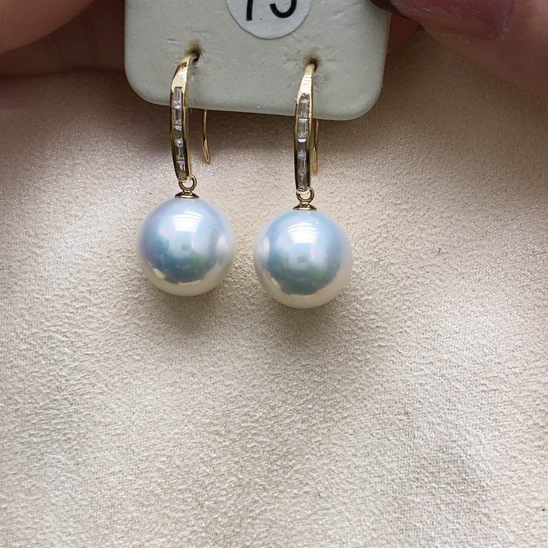 淡水珍珠耳饰18K金镶嵌