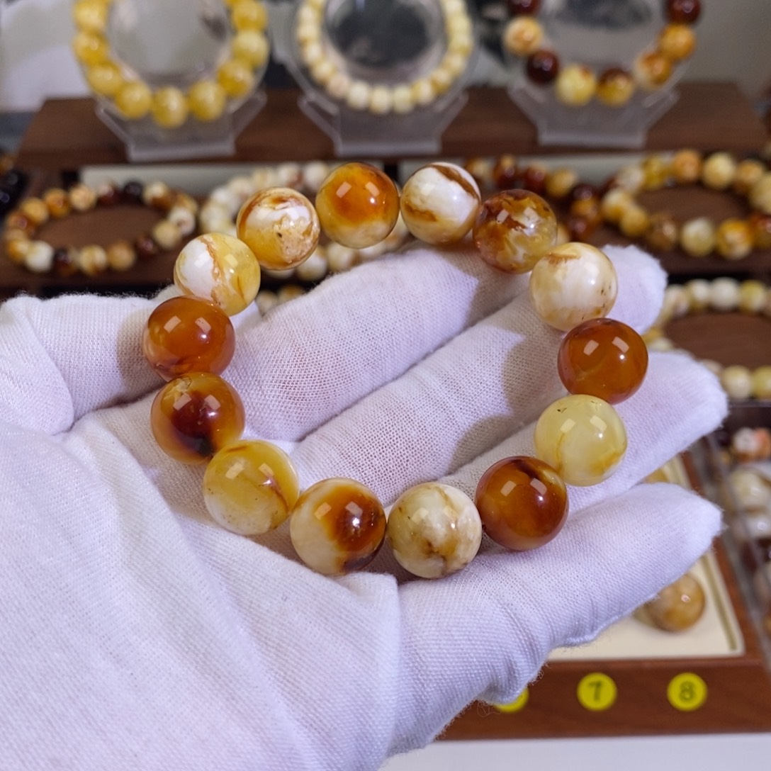 蜜蜡未镶嵌裸石天然沁色蜜蜡手串14mm➕