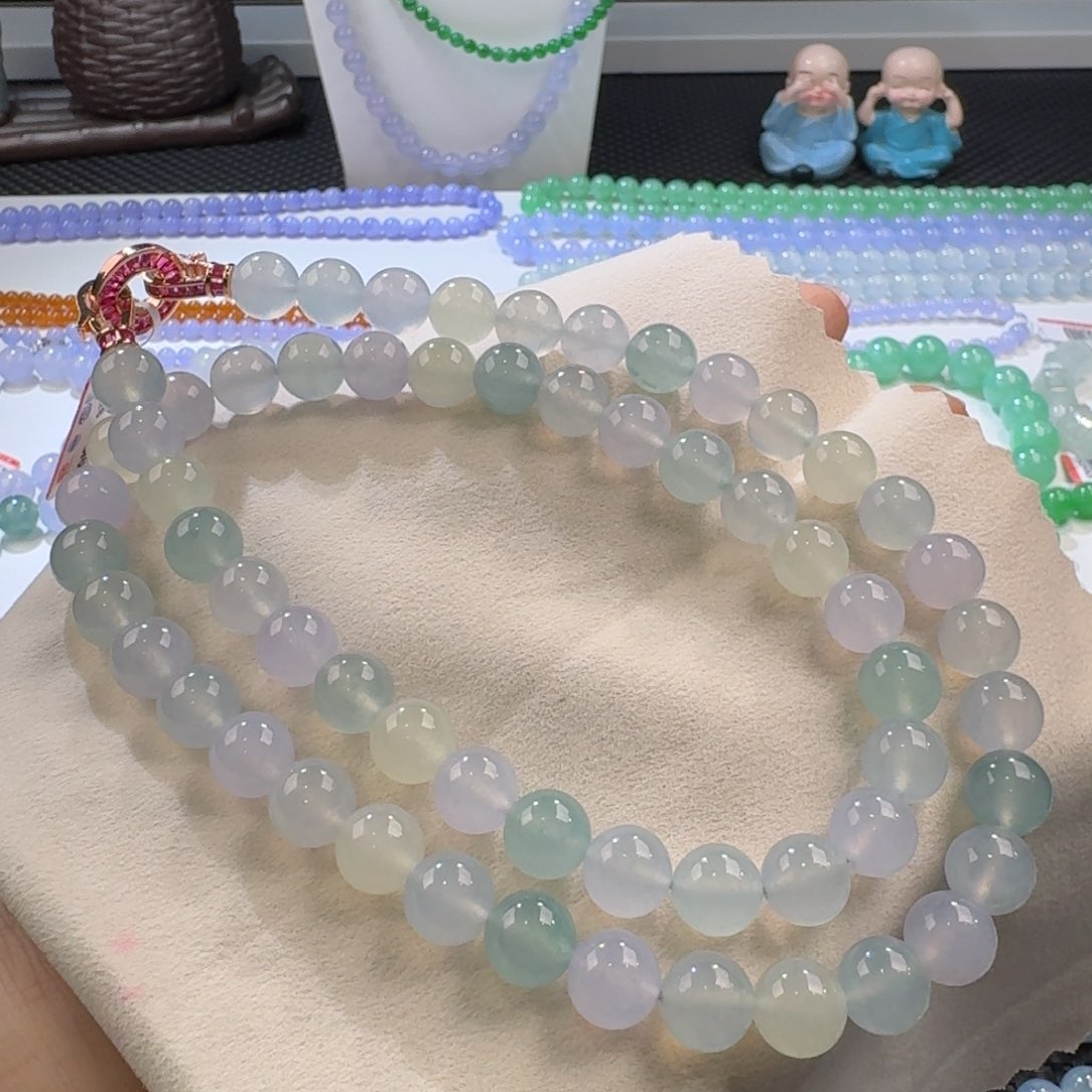 翡翠手链未镶嵌高冰马卡龙卡10力推高货大漏！