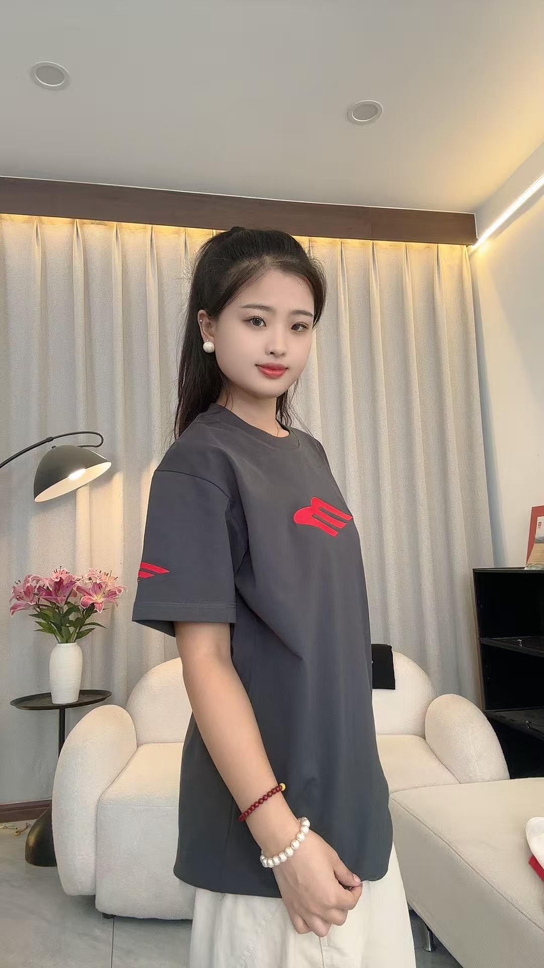 新款重磅M刺绣T恤情侣宽松印花圆领百搭简约时尚经典短袖